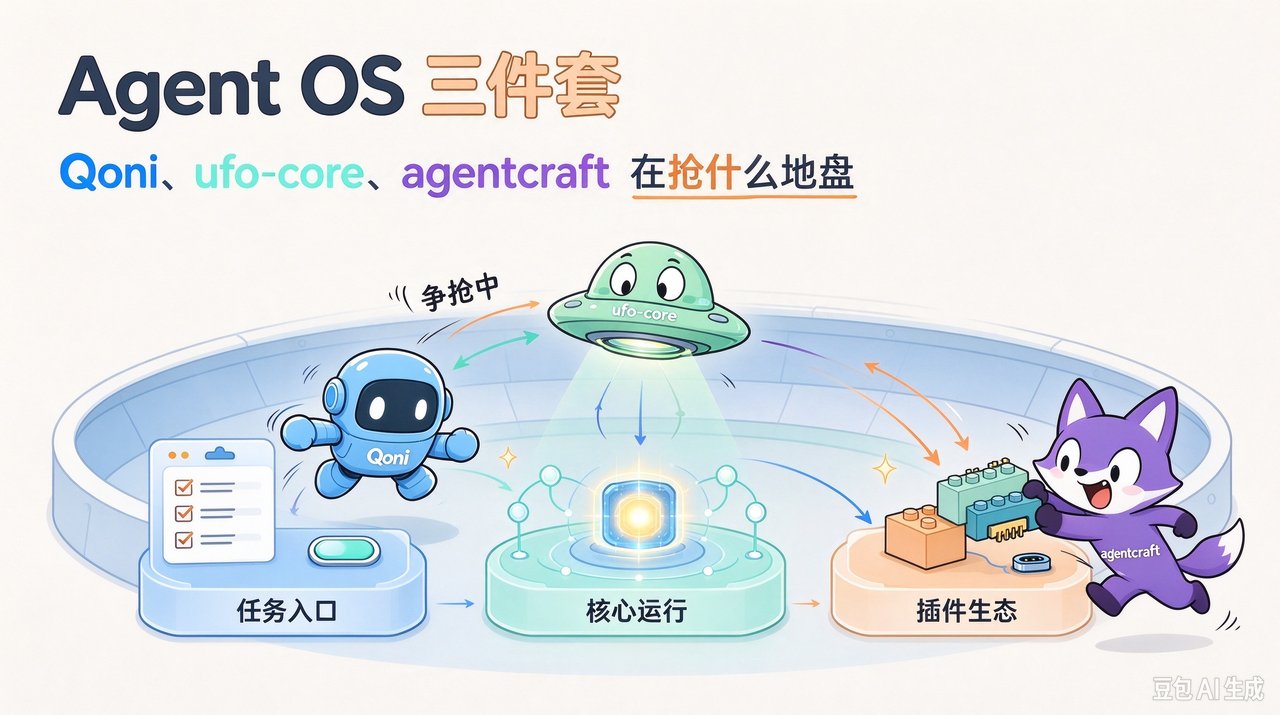 Agent OS 三件套:Qoni、ufo-core、agentcraft 在抢什么地盘