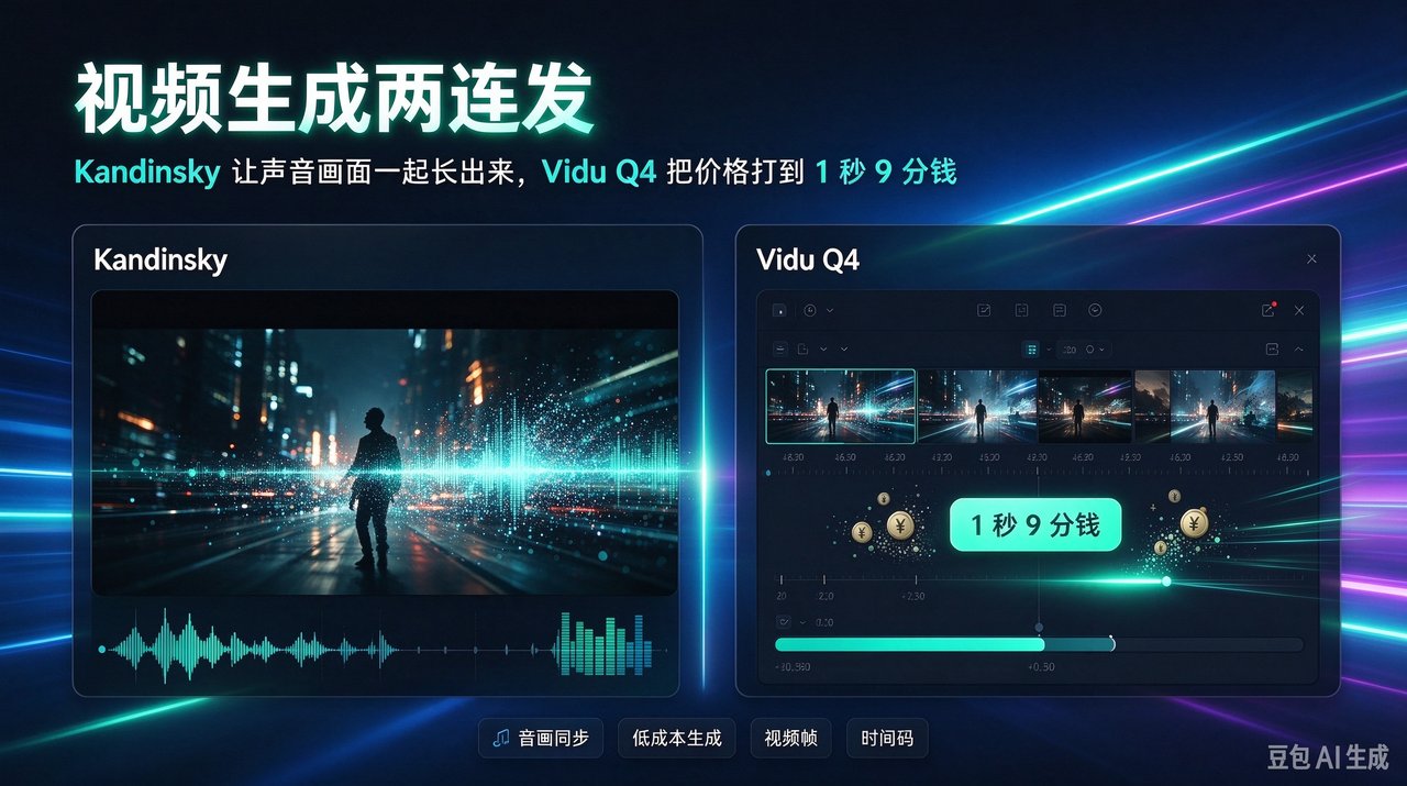 视频生成两连发:Kandinsky 让声音画面一起长出来,Vidu Q4 把价格打到 1 秒 9 分钱