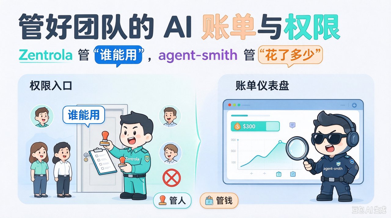 管好团队的 AI 账单与权限：Zentrola 管“谁能用”，agent-smith 管“花了多少”